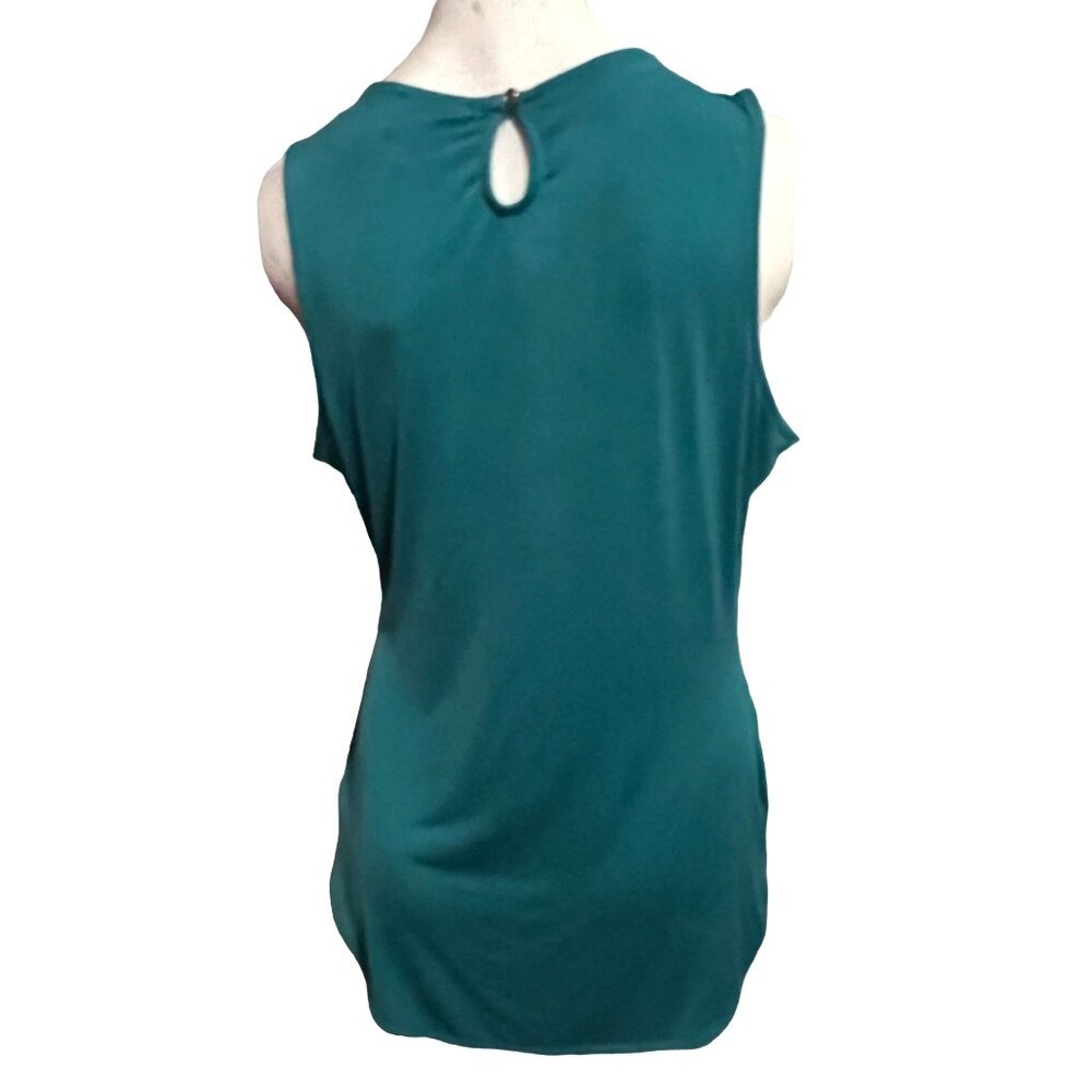 Worthington Teal Green Sleeveless Blouse Sz Small Satiny Women's Cute Blouse - Picture 2 of 9
